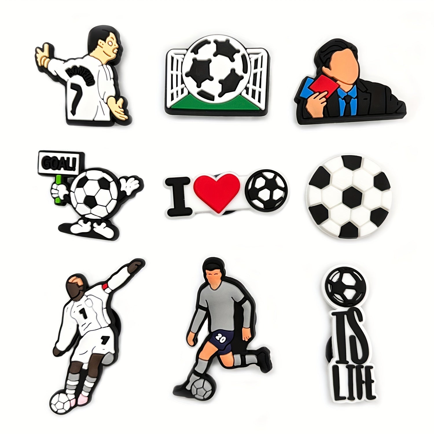 Unisex PVC Football Character Shoe Charms for Shoes Bags Bracelets