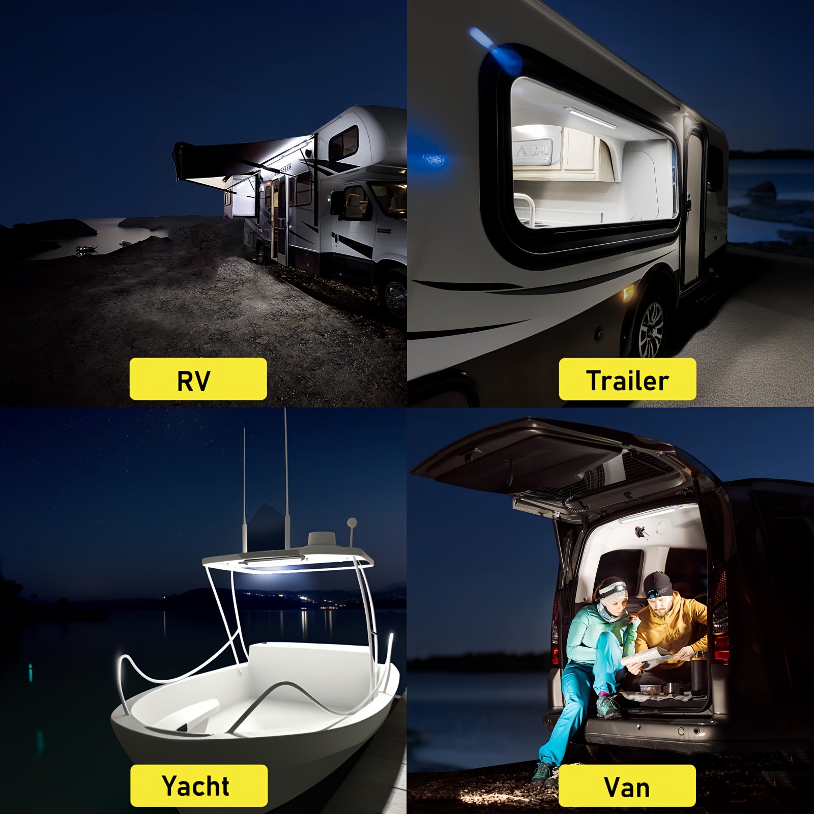 2 Pack White LED Interior Light Bar for RV Van Truck Camper Boat