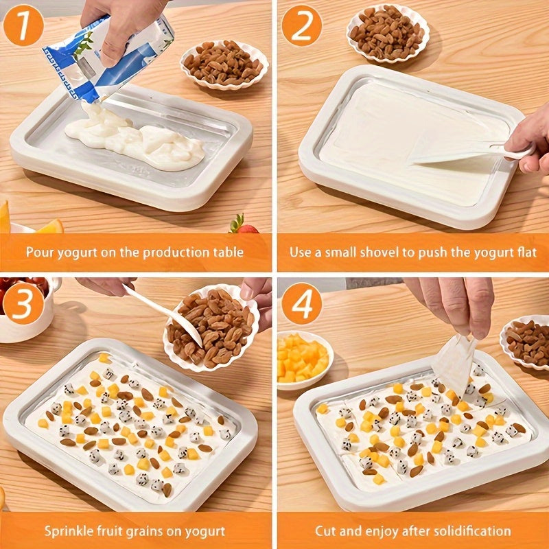 Nerjissizlik po'latdan yasalgan qo'lda ishlovchi muzqaymoq tayyorlagich, kvadrat shaklida, ikki qavatli qirqishlar bilan. Faqat qo'lda yuvish, elektr yoki batareyaga ehtiyoj yo'q. Muzqaymoq, meva va sut uchun ideal. Uyda tayyorlangan uchun mukammal.