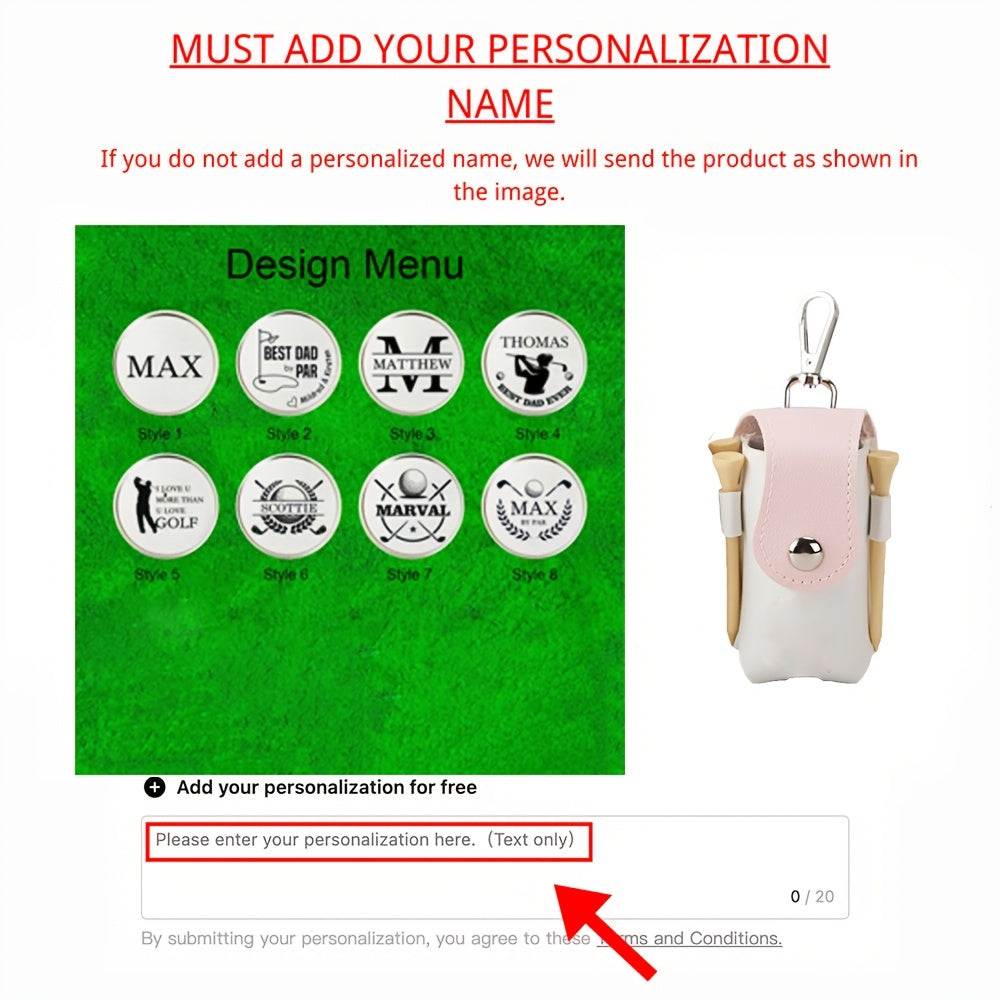 Индивидуальный кожаный держатель для гольф-мячей с зажимом, с гравировкой, органайзер для тиков, для гольфистов