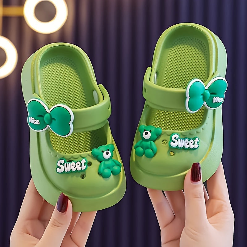 Girls Kids Shoes Cartoon Bear Pattern Non-Slip EVA Indoor Outdoor All-Season