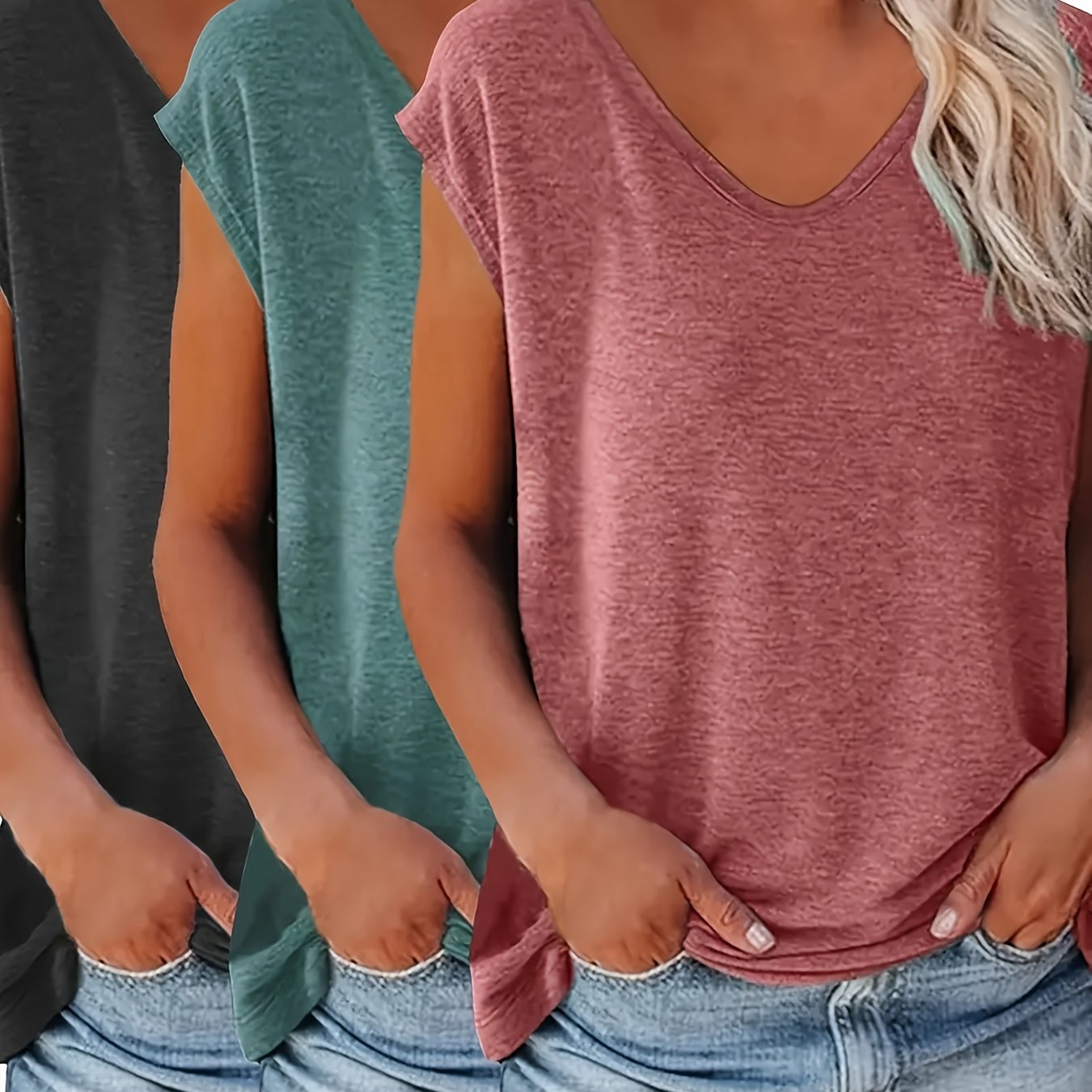 Women's Casual Three-Piece Set with Short Sleeves for Spring and Fall