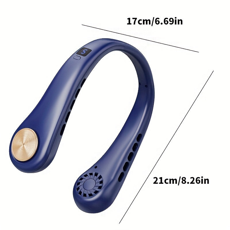 USB Neck Fan with Display Screen, 5-Level Cooling, Long Battery for Outdoor Sports and Travel