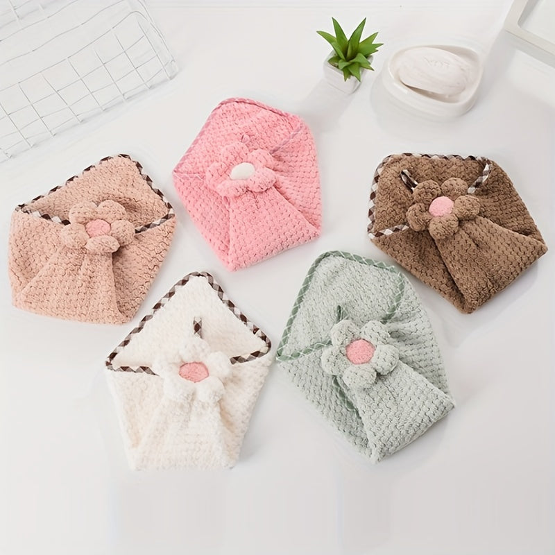 Decorative Crochet Flower Hand Towel Microfiber with Hanging Loop for Kitchen Bathroom Pink Mint Green White Brown