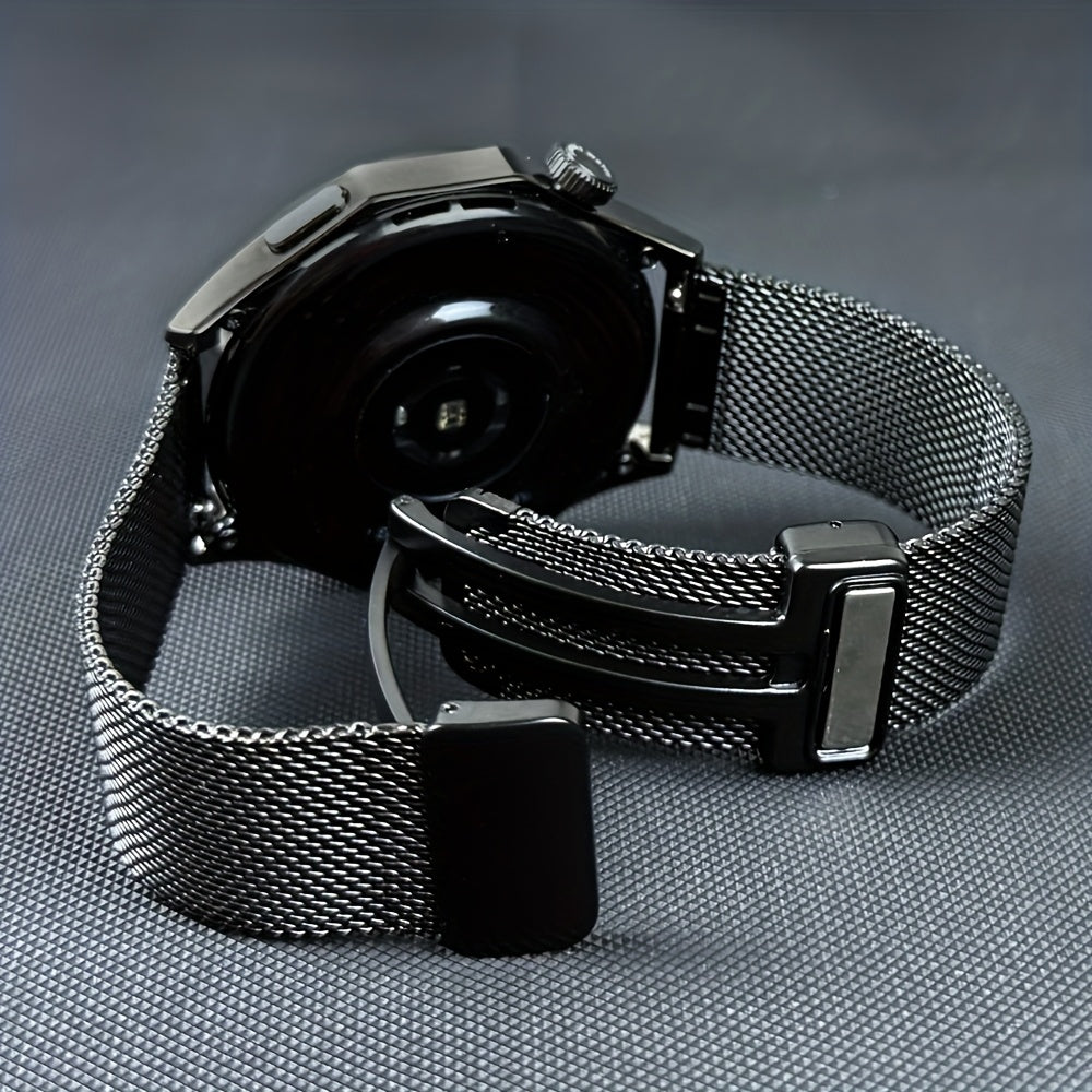 Stainless Steel Mesh Watch Strap 22mm Magnetic Snap Compatible with Samsung Galaxy Watch and Huawei Watch GT Series