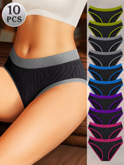 Women’s Low-Rise Briefs 10-Pack Nylon Blend Colorblock Medium Support