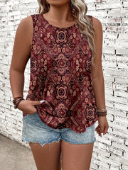 Женская майка без рукавов с цветочным принтом для полных женщин