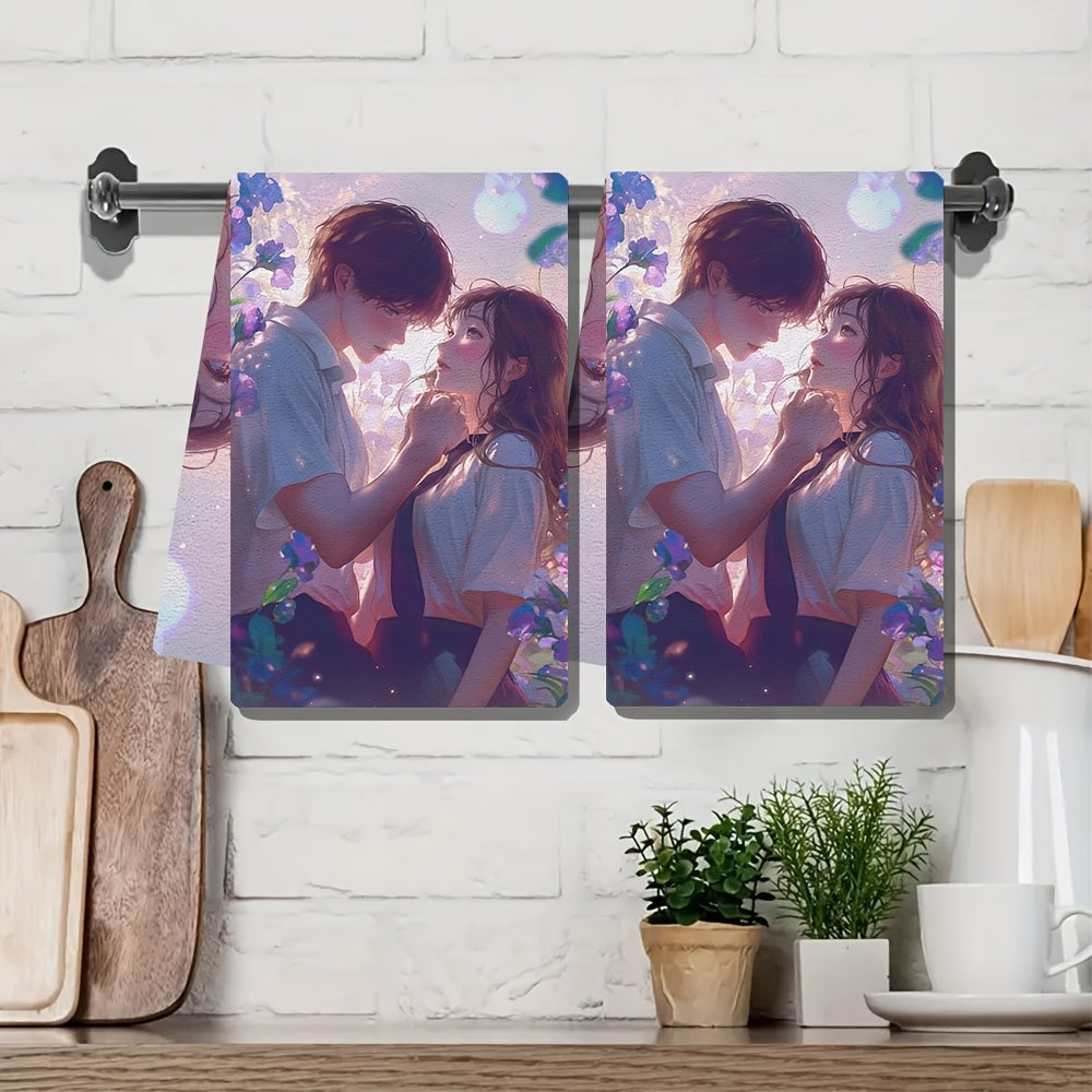 Set of 2 Ultra Soft Kitchen Towels 16x24 Inches Highly Absorbent Dish Hand Towels