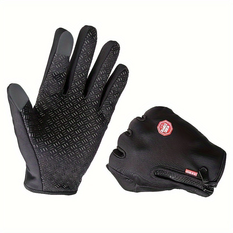 Women's Men Touchscreen Gloves Winter Cycling Outdoor Sports Warm Zipper Motorcycle Gloves