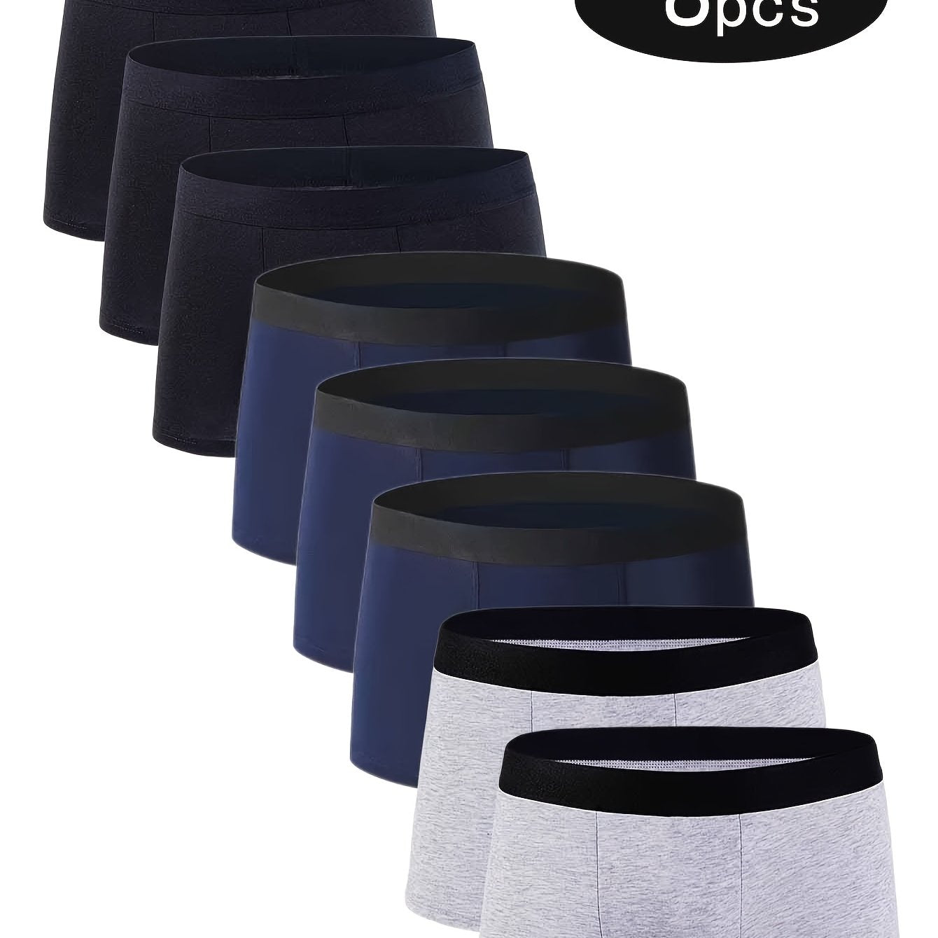 8 dona erkaklar uchun nafas oladigan paxta boxer shortlari, bir rangda, qulaylik uchun cho'ziluvchan va yumshoq.