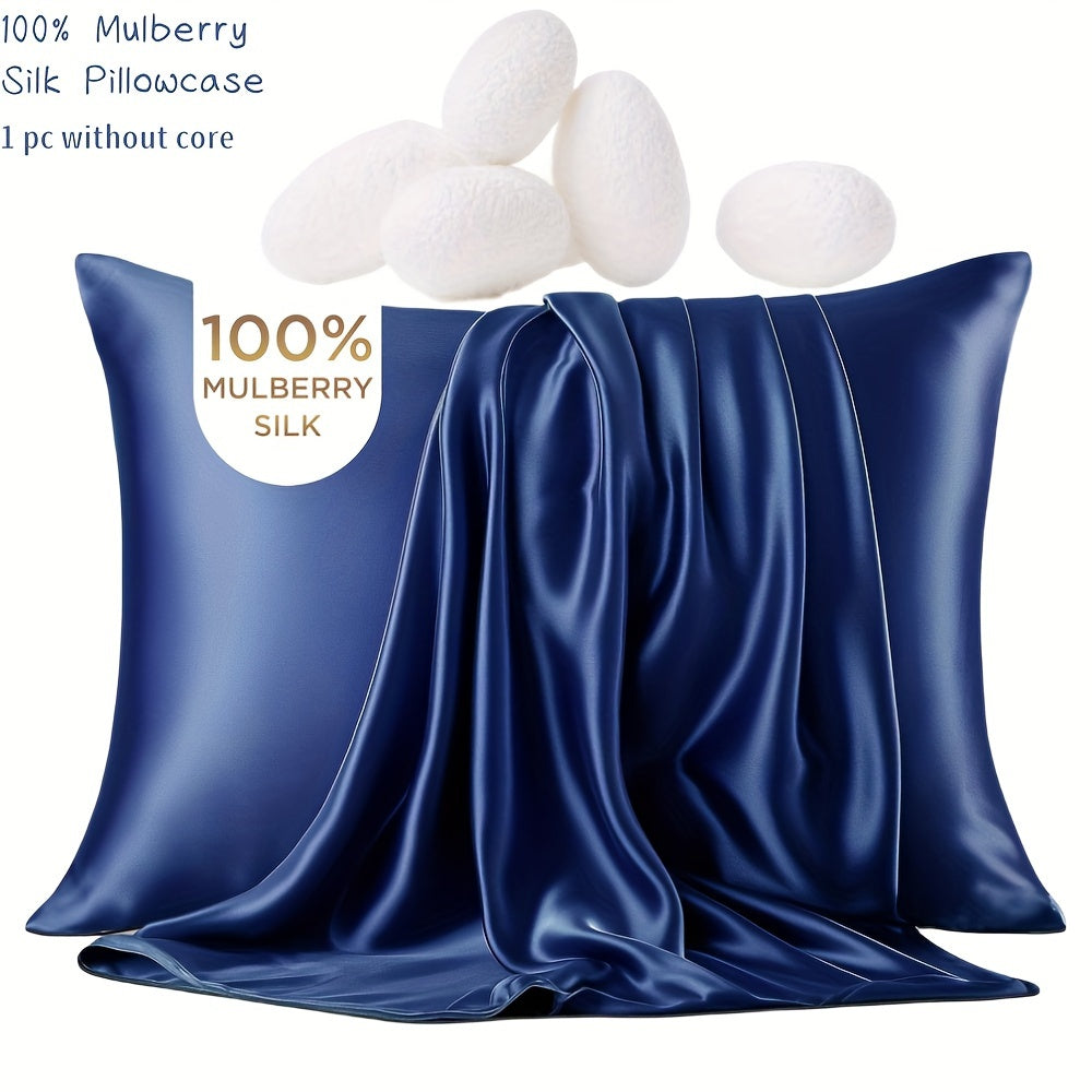Silk Pillowcase Navy Blue 19mm Mulberry Silk Double-Sided with Hidden Zipper