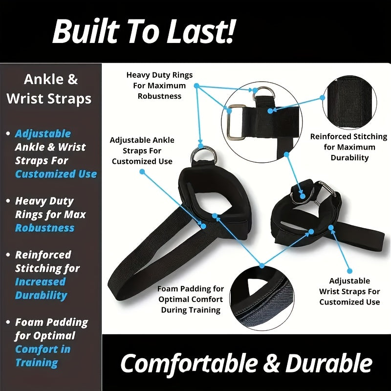 12pcs Heavy Duty Resistance Bands Set for Full Body Workout Black Latex Training Straps for Strength Speed Agility