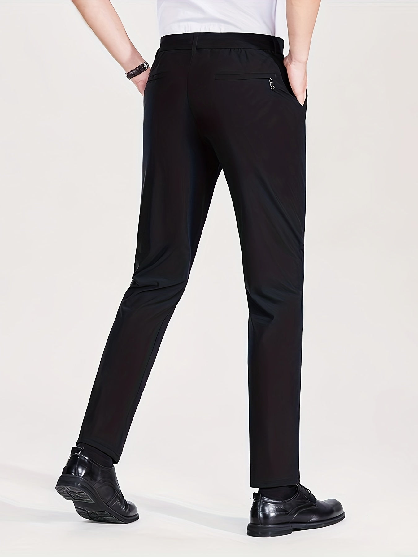 Мужские легкие деловые повседневные брюки с эластичным поясом, летние, из тканого материала, прямой крой