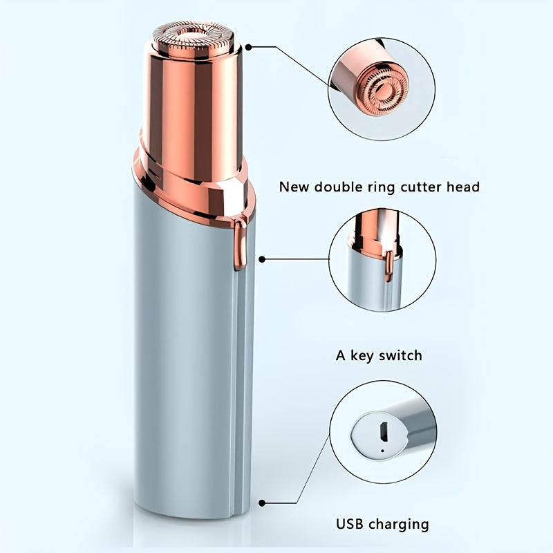 Women Painless Facial Hair Remover USB Rechargeable Eyebrow Razor