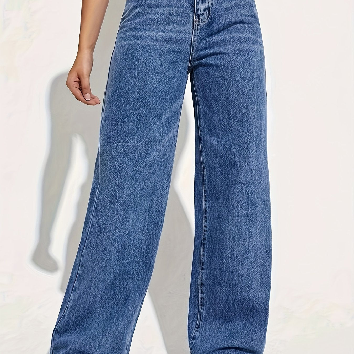 High-Waisted Straight Leg Jeans for Women with Stretch Denim, Machine Washable, All-Season Casual Pants