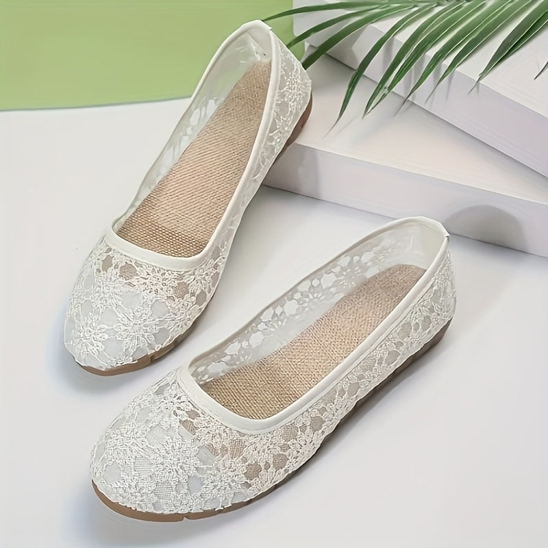 Women's Floral Breathable Slip-On Flat Shoes - Lightweight Mesh Loafers