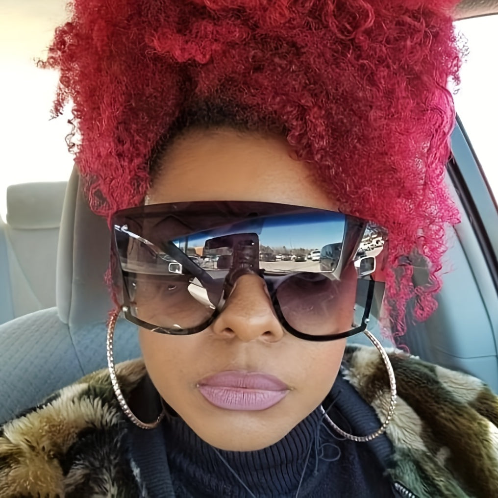 Large Unisex Sunglasses with Anti-Glare Gradient Shield for Summer Beach Parties