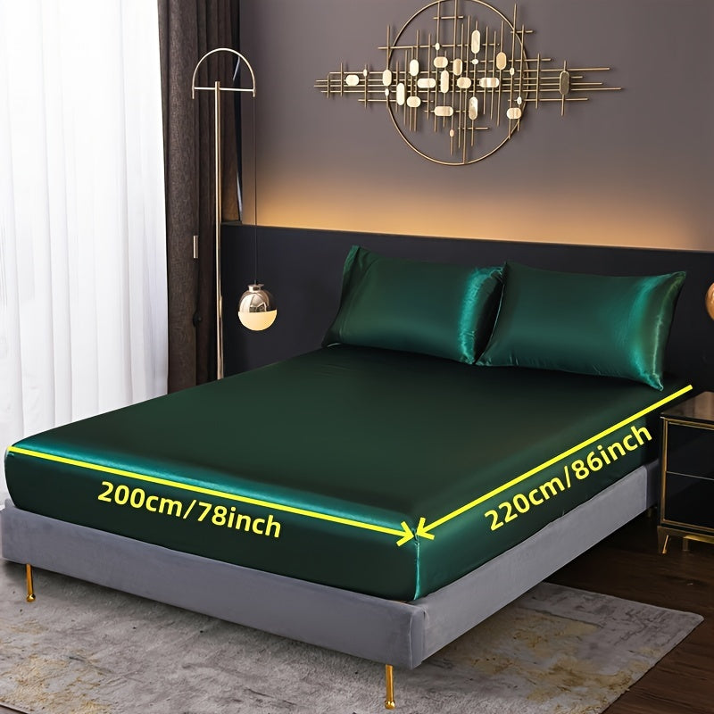 3-Piece Fitted Sheet Set with Pillowcases Polyester Bedding Soft Skin-Friendly