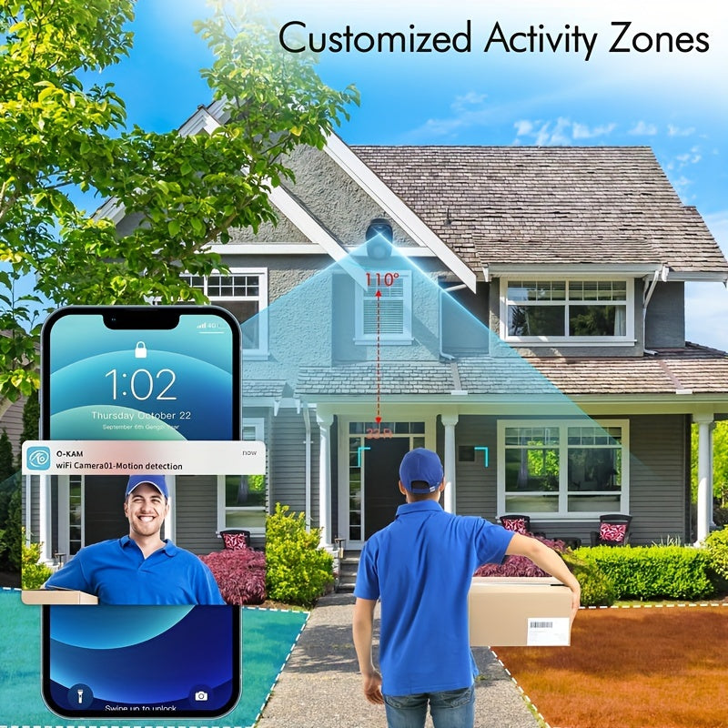 Wireless Solar Battery Security Camera with 3MP Night Vision Human Detection and Two-Way Audio