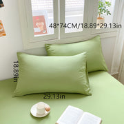 Set of 2 Solid Color Bed Pillowcases Luxuriously Soft Cozy for Year-Round Comfort