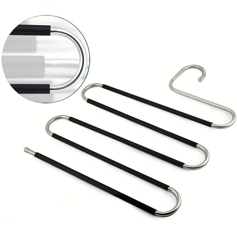Juego de 1/2/4 perchas para pantalones ahorradoras de espacio, organizadores de armario en forma de S de 5 niveles
