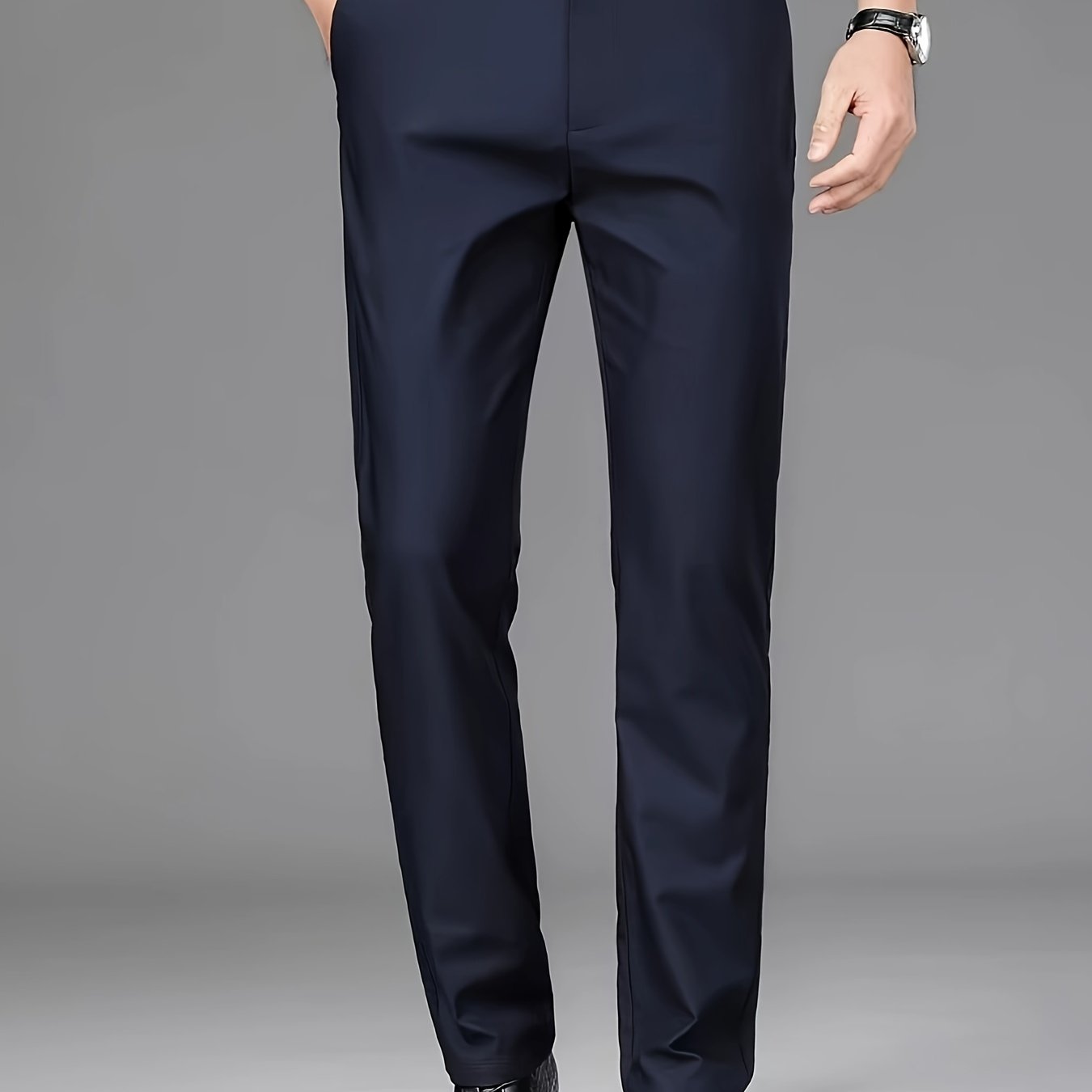 Men's Straight Leg Suit Pants Polyester Solid Casual Formal Autumn Winter