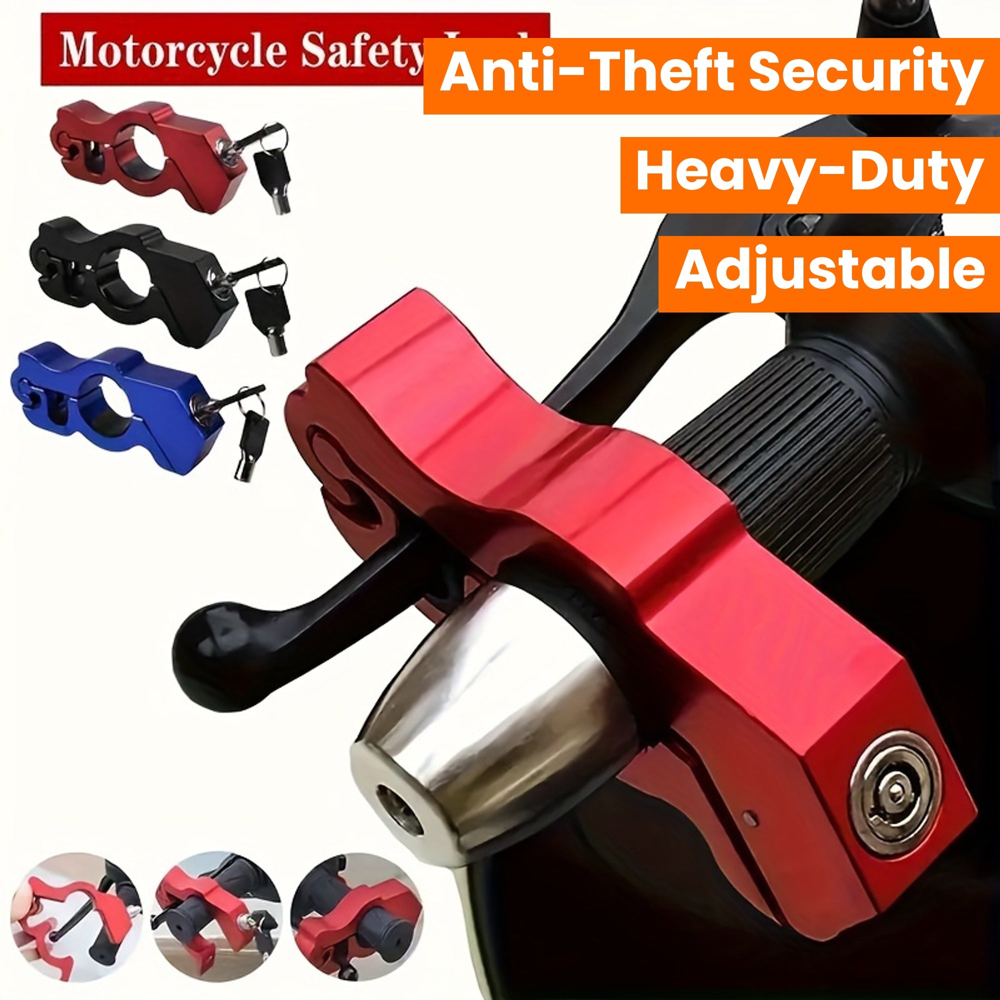 Heavy-Duty Aluminum Motorcycle Handlebar Lock Anti-Theft Security