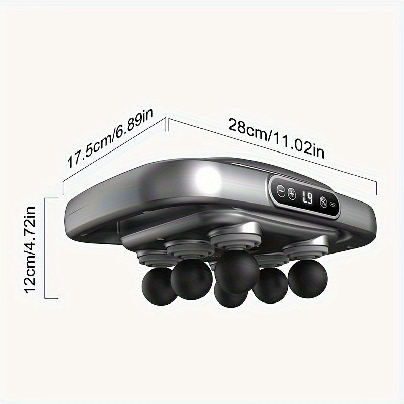 6-Head Deep Tissue Massage Gun with Quiet Motor 30KG Strike Strength 9 Intensity Levels Rechargeable Hands-Free Operation