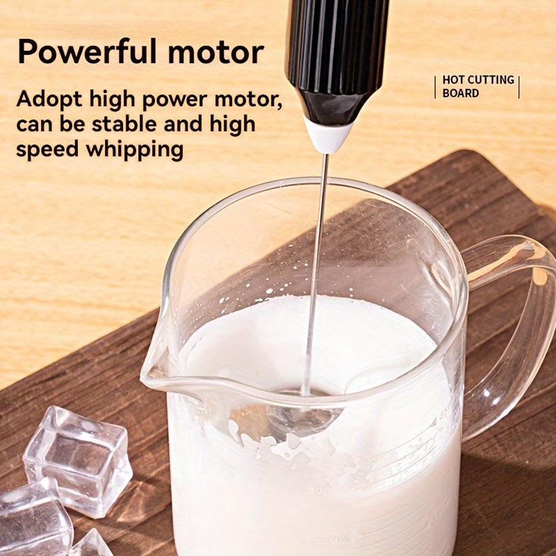 Electric Milk Frother Handheld Blender Stainless Steel 3-Speed for Coffee Cappuccino Foam