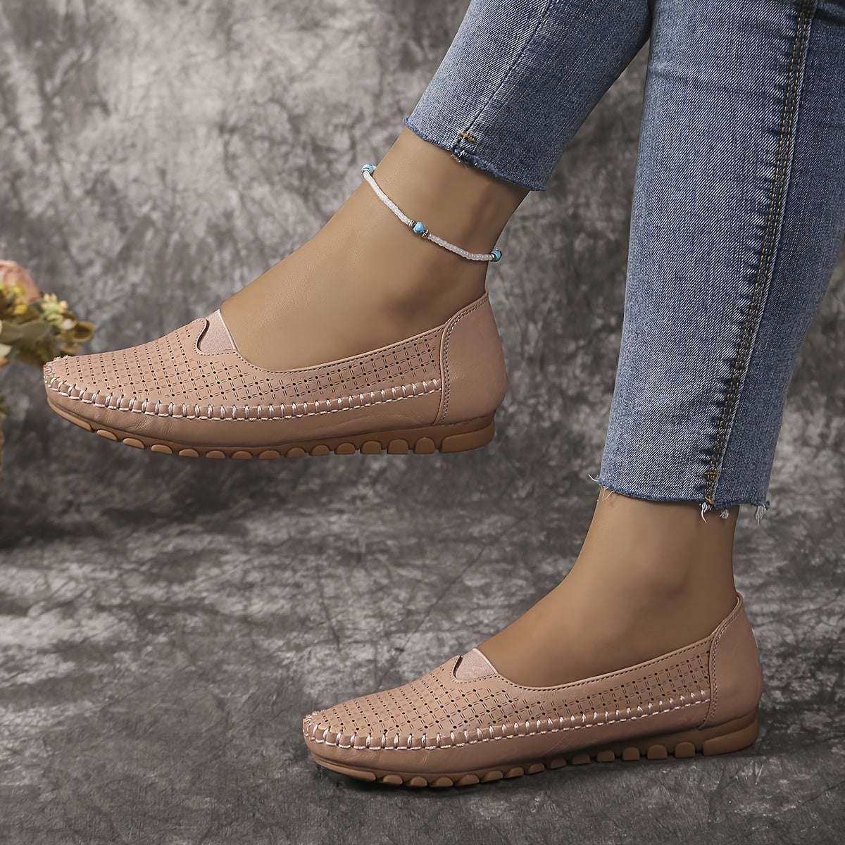 Women's Slip-On Flats Synthetic Faux Leather Comfortable All-Season Round Toe