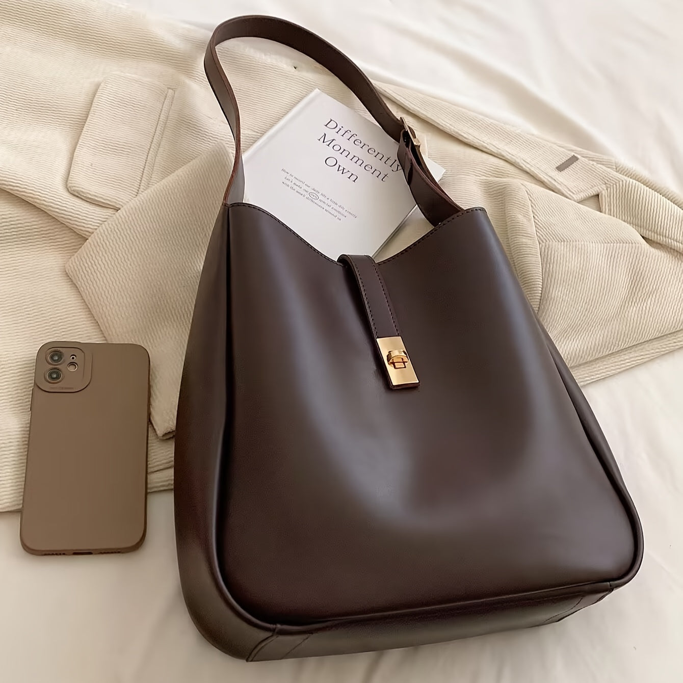 Кошелек из однотонного ПУ с ремешком на запястье в белом хаки кофе