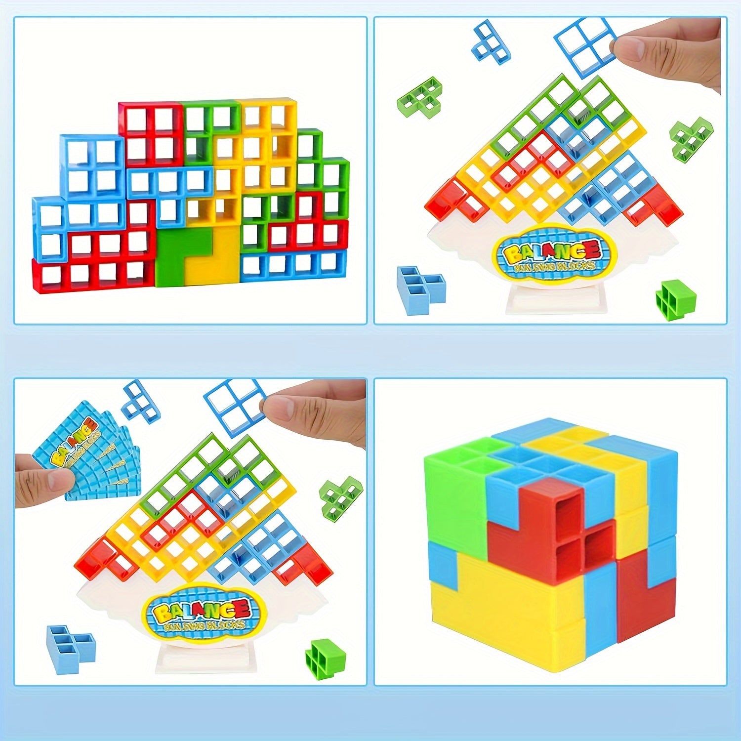 64pcs Tetra Balance Tower Game for Team Building and Party Fun