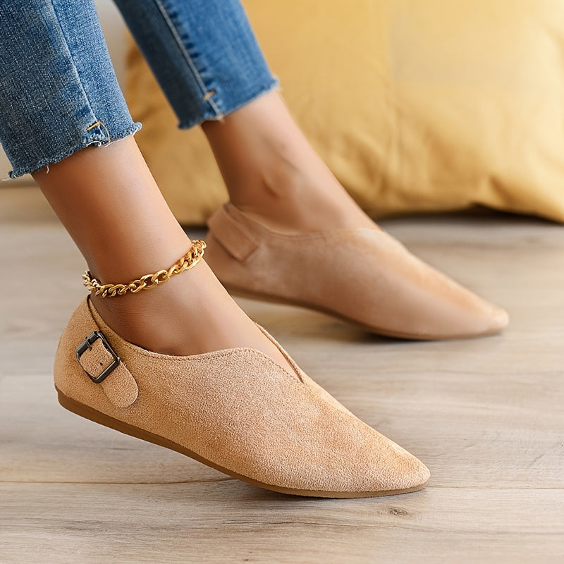 Women's Slip-On Loafers Casual Flat Shoes Comfortable Soft Pointed Toe