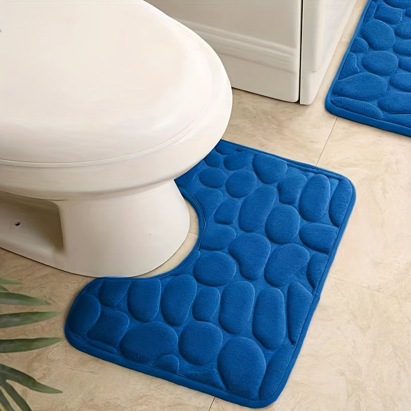 U-Shaped Foam Bath Rug Non-Slip Absorbent Washable Bathroom Decor