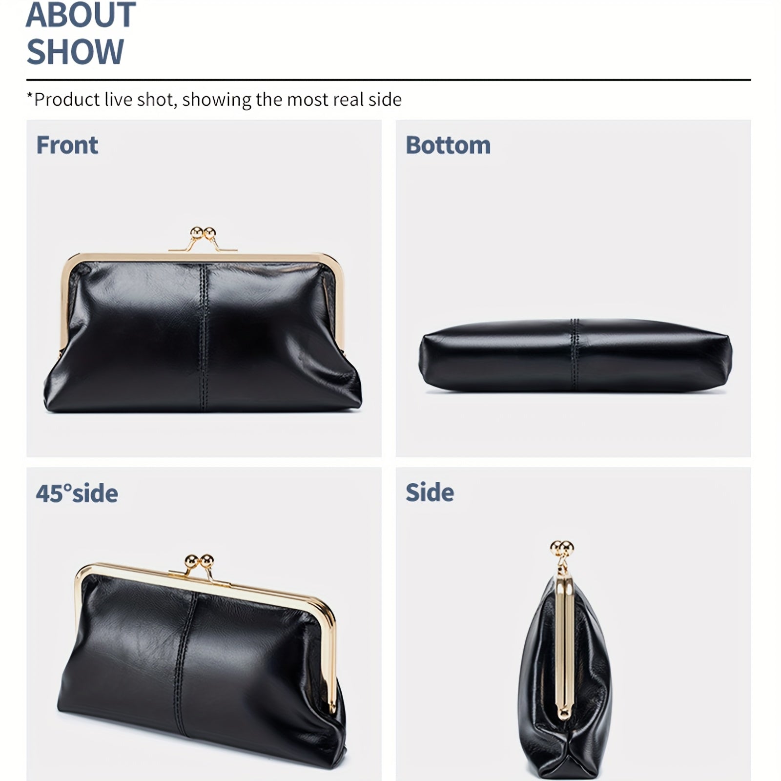 Ayollar uchun vintage haqiqiy charm uzun clutch hamyon, ko'p funksiyali xususiyatlar bilan, retro uslubidagi aksessuar, oltin rangli apparat bilan.