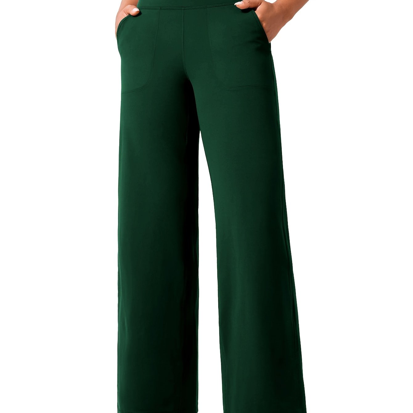 Women's Plus Size High-Waist Stretchy Wide-Leg Joggers with Pockets Gray