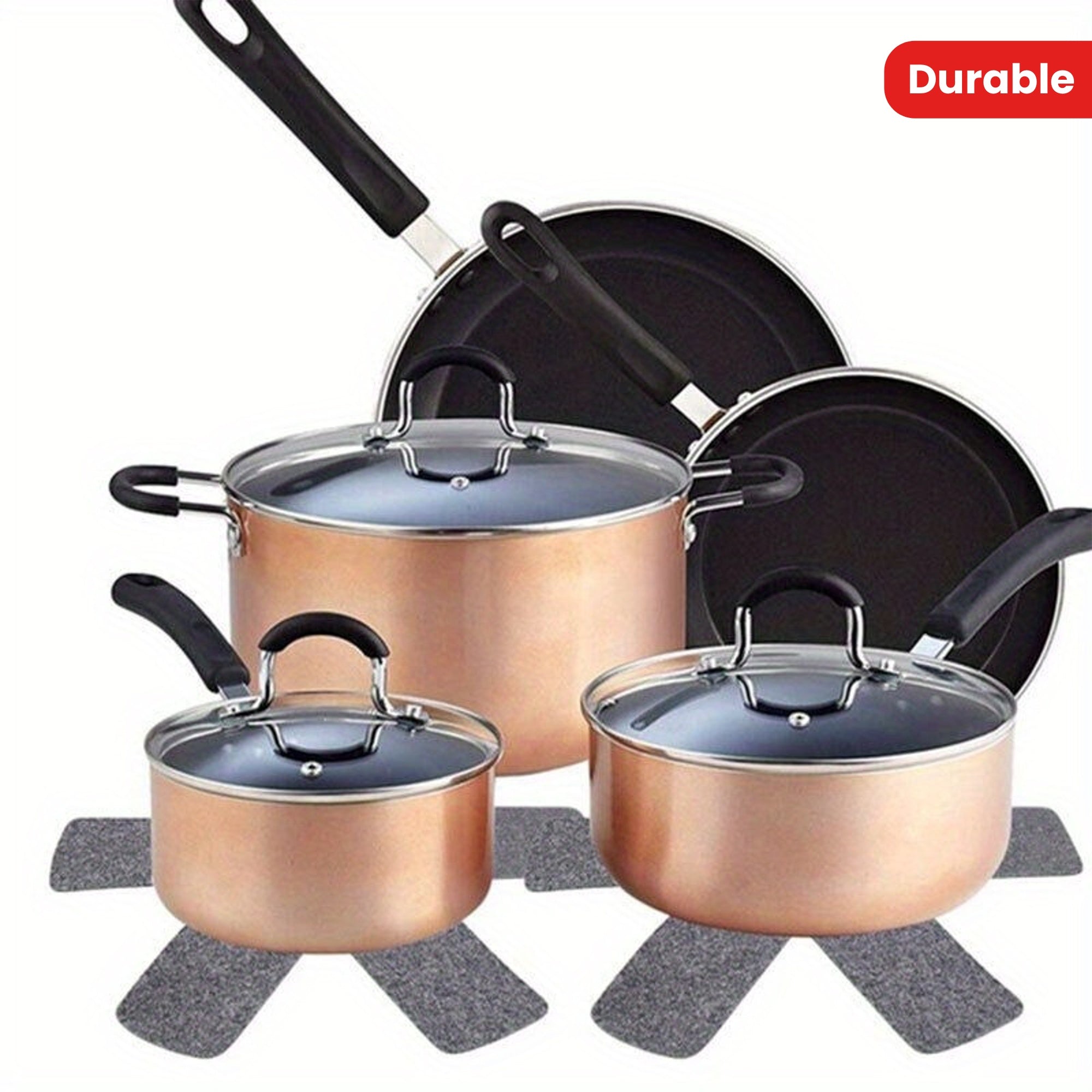 12 Pieces Gray Felt Pad Protectors for Kitchen Cookware and Utensils