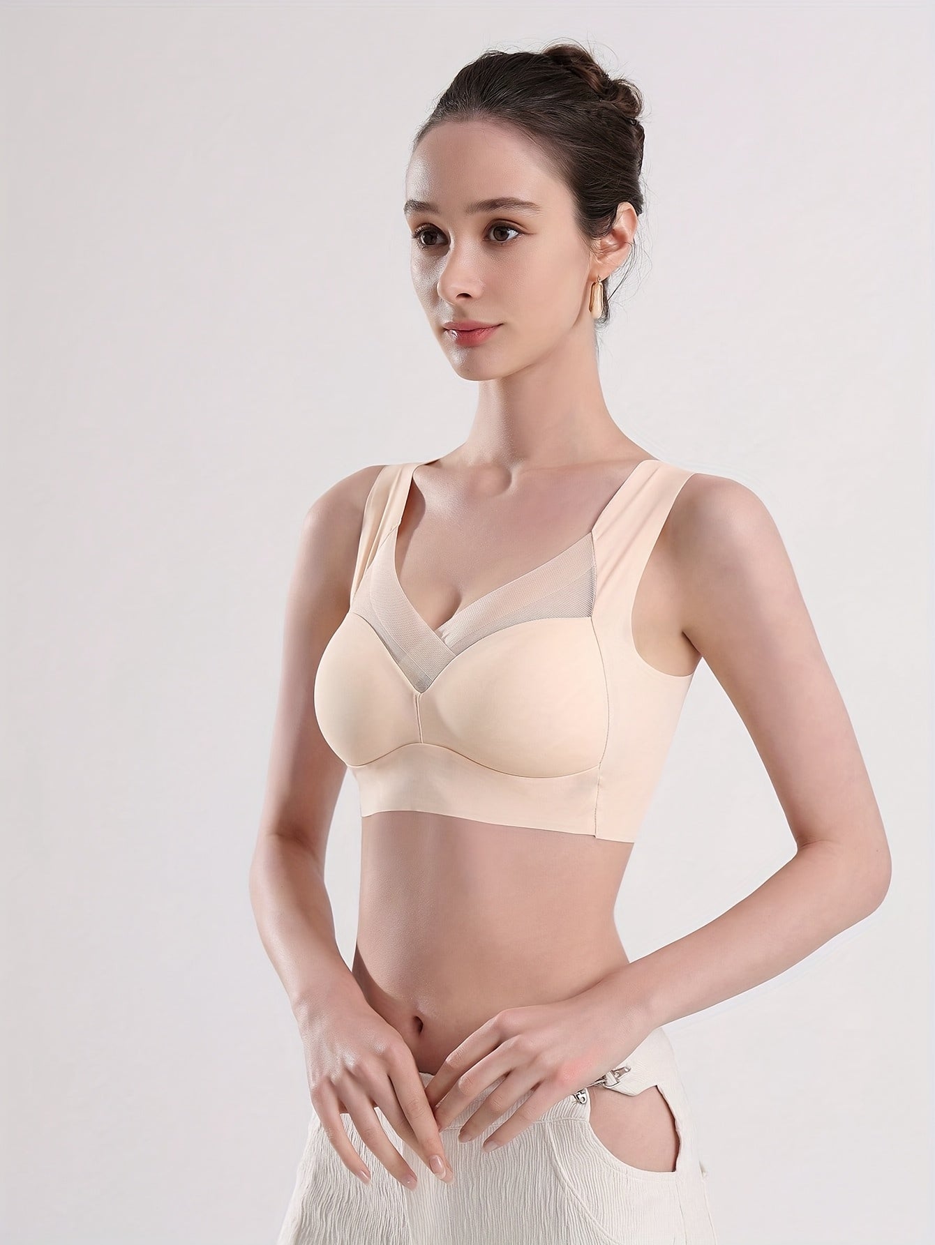 Women Seamless No Underwire Sports Bra Breathable Ice Silk Fabric