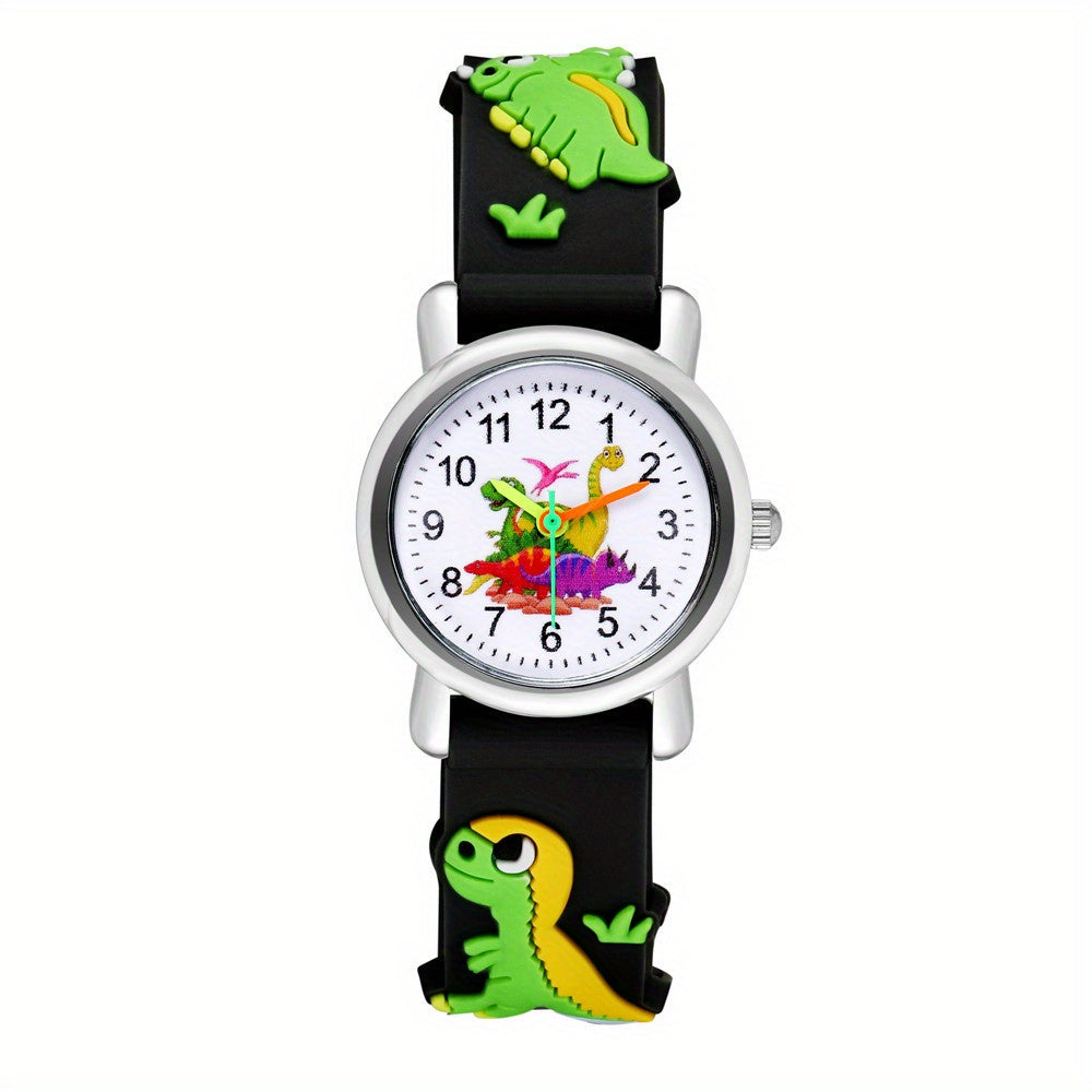 Kids' Dinosaur Quartz Watch for Children with Silicone Band and Colorful Design