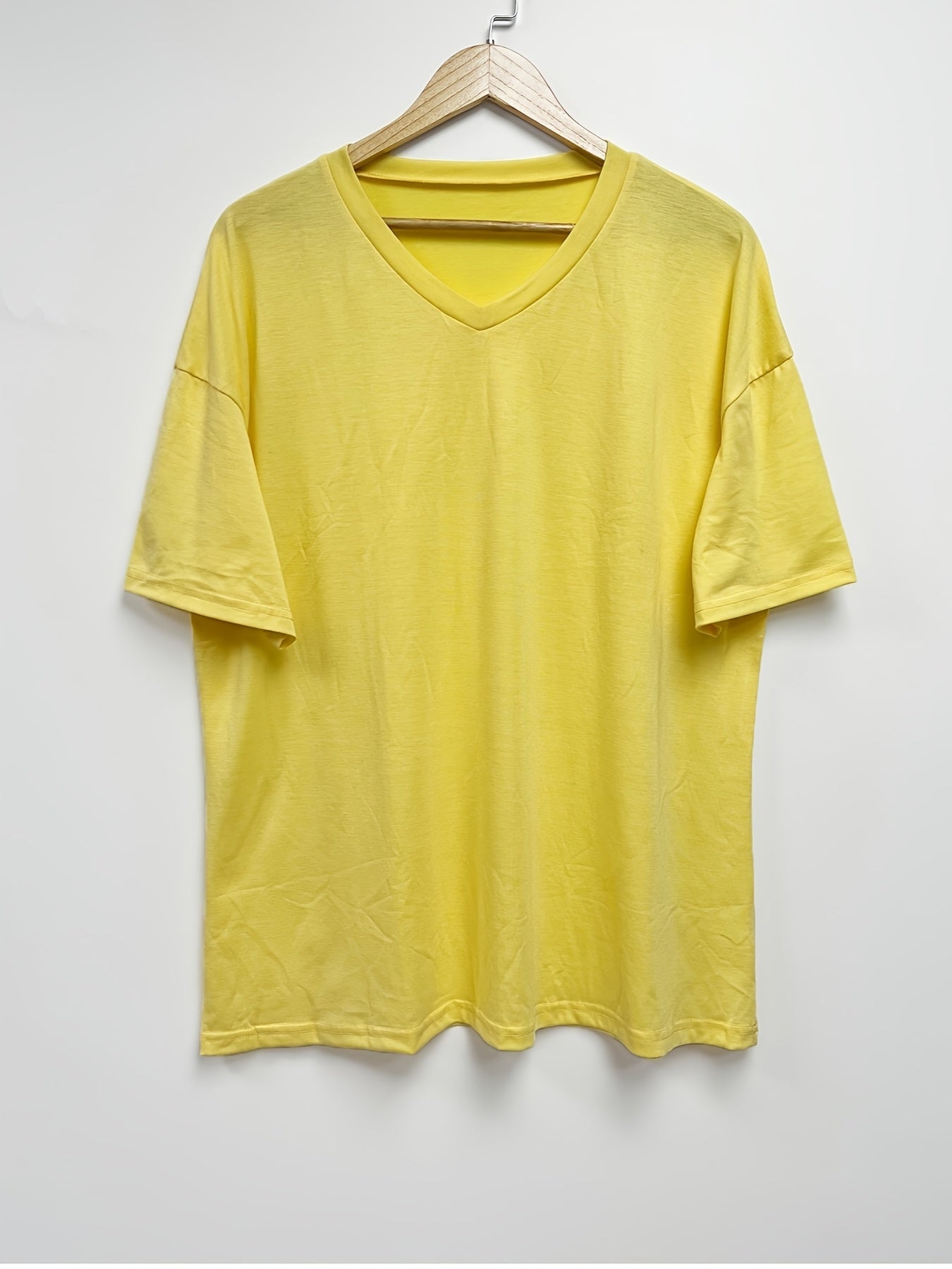 Women's V-Neck Loose Fit Blouse Solid Color Spring Summer Casual Formal