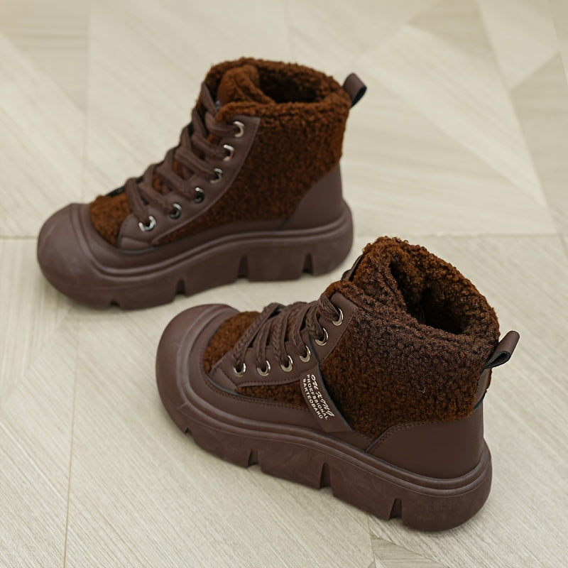 Women's Plush Thick Warm High-Top Winter Snow Boots With Adjustable Strap