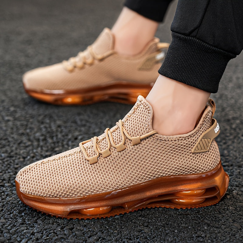 Zapatillas de punto transpirables para hombre con suela de PVC antideslizante con cojín de aire, casual, de tela