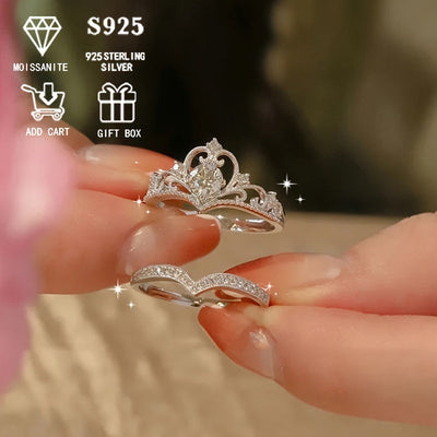 0.5ct Moissanite qoʻshiladigan taklif va nikoh uzuklari ayollar uchun Sterling kumush