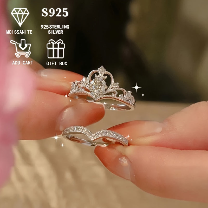 0.5ct Moissanite qoʻshiladigan taklif va nikoh uzuklari ayollar uchun Sterling kumush