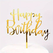 10pcs Gold Happy Birthday Acrylic Cake Toppers Reusable Party Decorations
