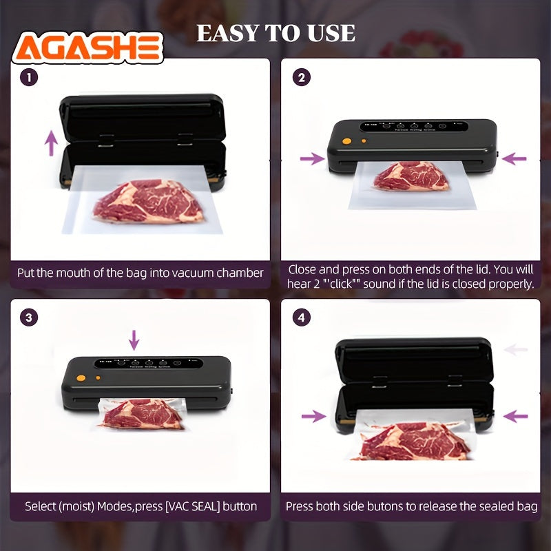 32cm yopish uzunligi, uzoq kesuvchi, tashqi chiqarish quvuri va 10 ta vakuum paket bilan Vacuum Sealer Machine. Go'sht, sabzavot va meva yangiligi saqlash uchun ideal. Oson bo'lishi bilan