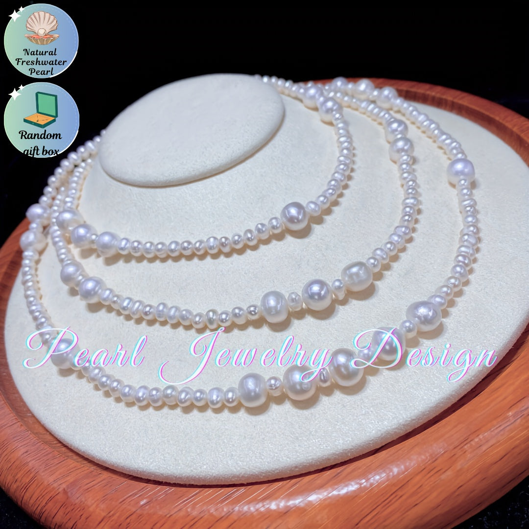 Women’s Freshwater Pearl Necklace Long Minimalist Sweater Chain Gift