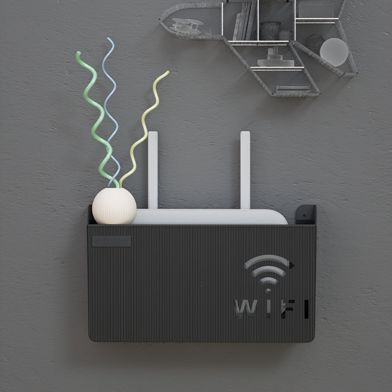 Wireless Router Wall Mount Organizer with Easy-Install Wall Mount and Utility Hooks