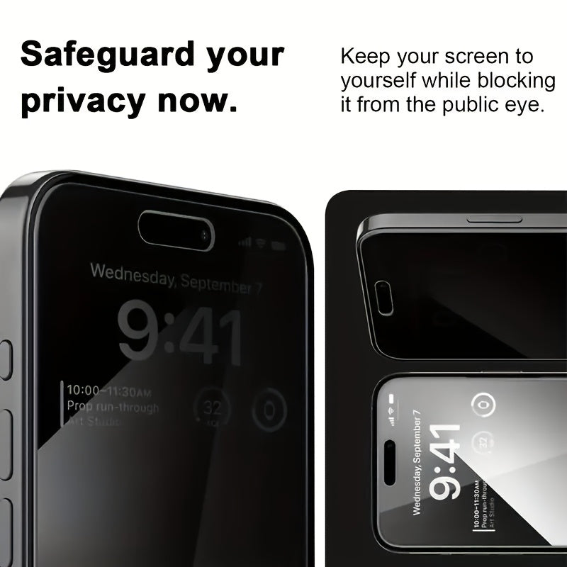 Set of 2 Privacy Screen Protectors for iPhone 11-16 Series Tempered Glass Glossy Surface