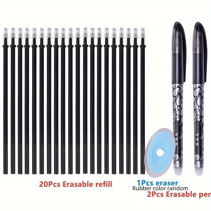 Erasable Gel Pens Set 0.5mm Medium Tip with Refills and Erasers for Office School